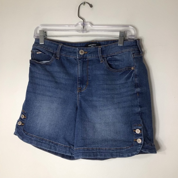 Nine West denim Jean shorts women 6 Gramercy side buttons - Picture 1 of 9